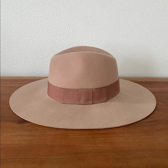 Brixton Joanna neutral felt wool hat wide floppy brim fedora grosgrain ribbon M - Picture 5 of 16